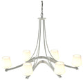 Oval Ribbon 38.5" Wide 6 Arm Vintage Platinum Chandelier With Opal Gla