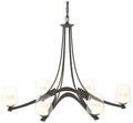 Oval Ribbon 38.5"W 6 Arm Natural Iron Chandelier With Opal and Clear G