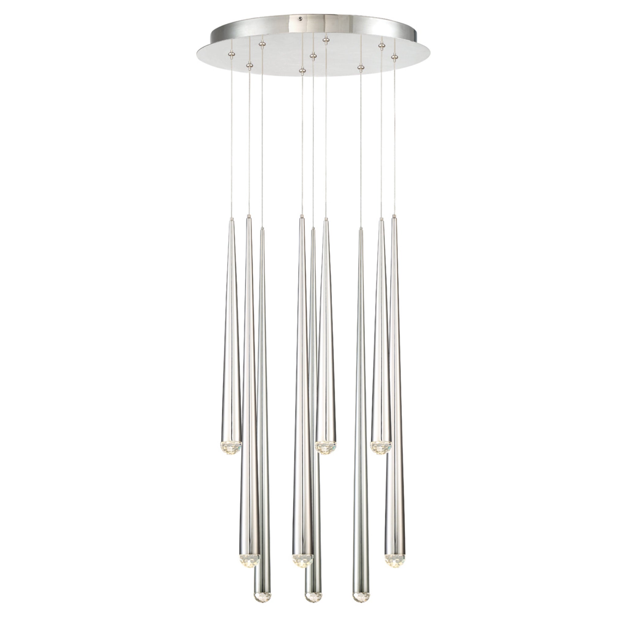 Modern Forms PD-41709R-PN 3500K 63 Watt Cascade Crystal LED Round Chandelier in Polished Nickel