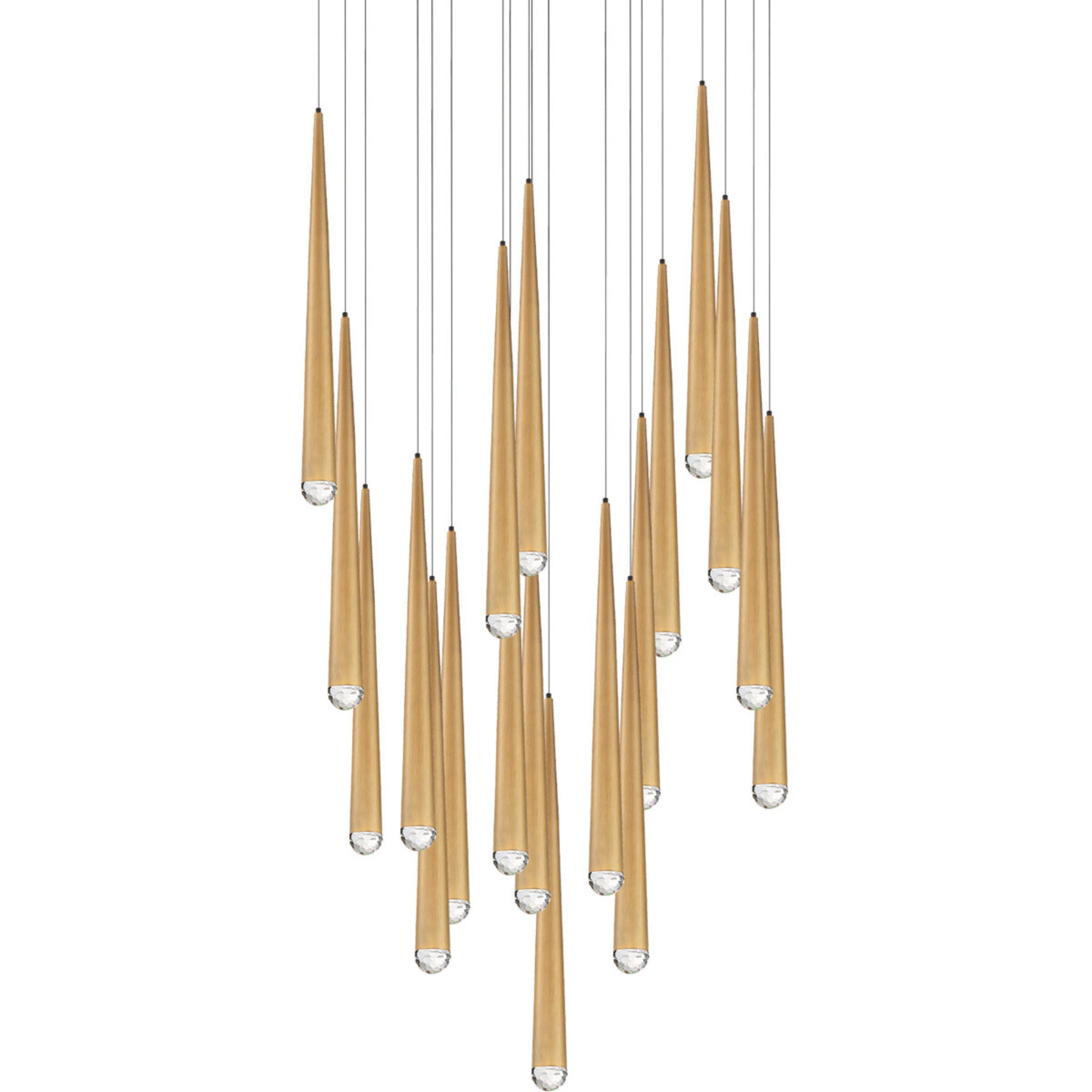 Modern Forms PD-41721R-AB 3500K 147 Watt Cascade Crystal LED Round Chandelier in Aged Brass