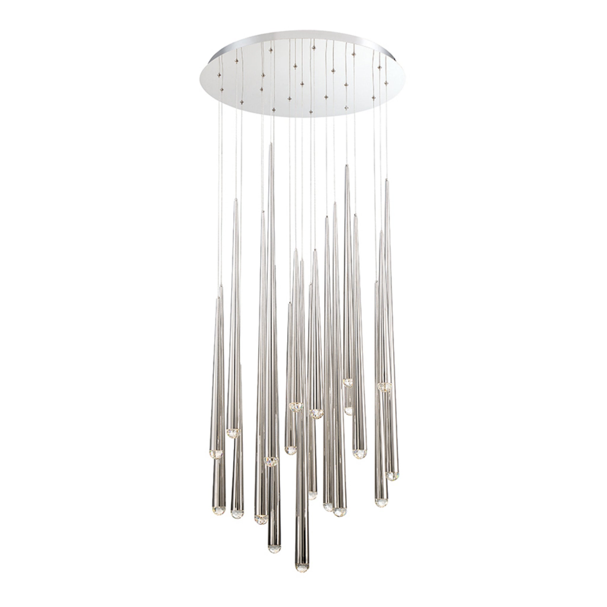 Modern Forms PD-41721R-PN 3500K 147 Watt Cascade Crystal LED Round Chandelier in Polished Nickel
