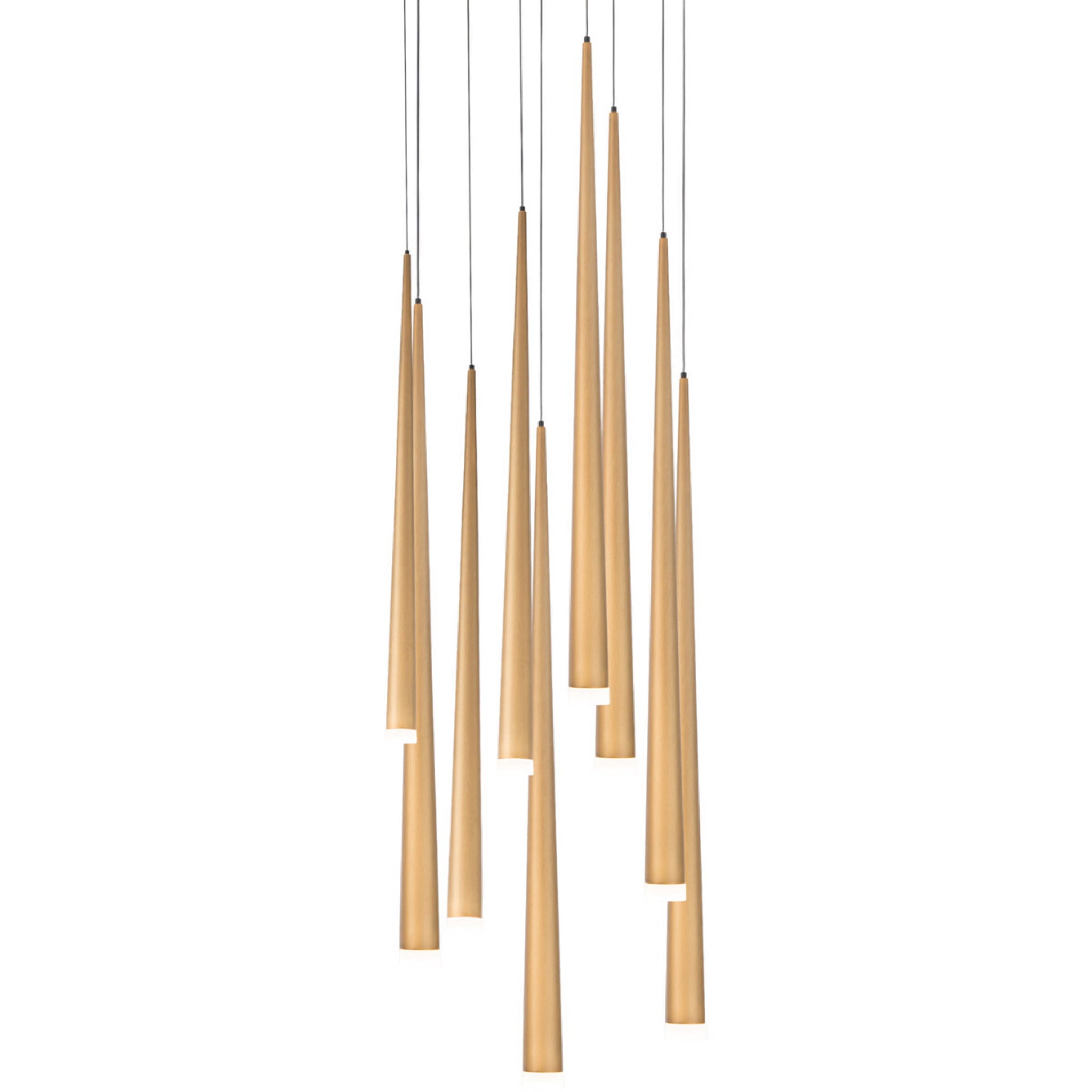 Modern Forms PD-41809R-AB 3500K 63 Watt Cascade Etched Glass LED Round Chandelier in Aged Brass