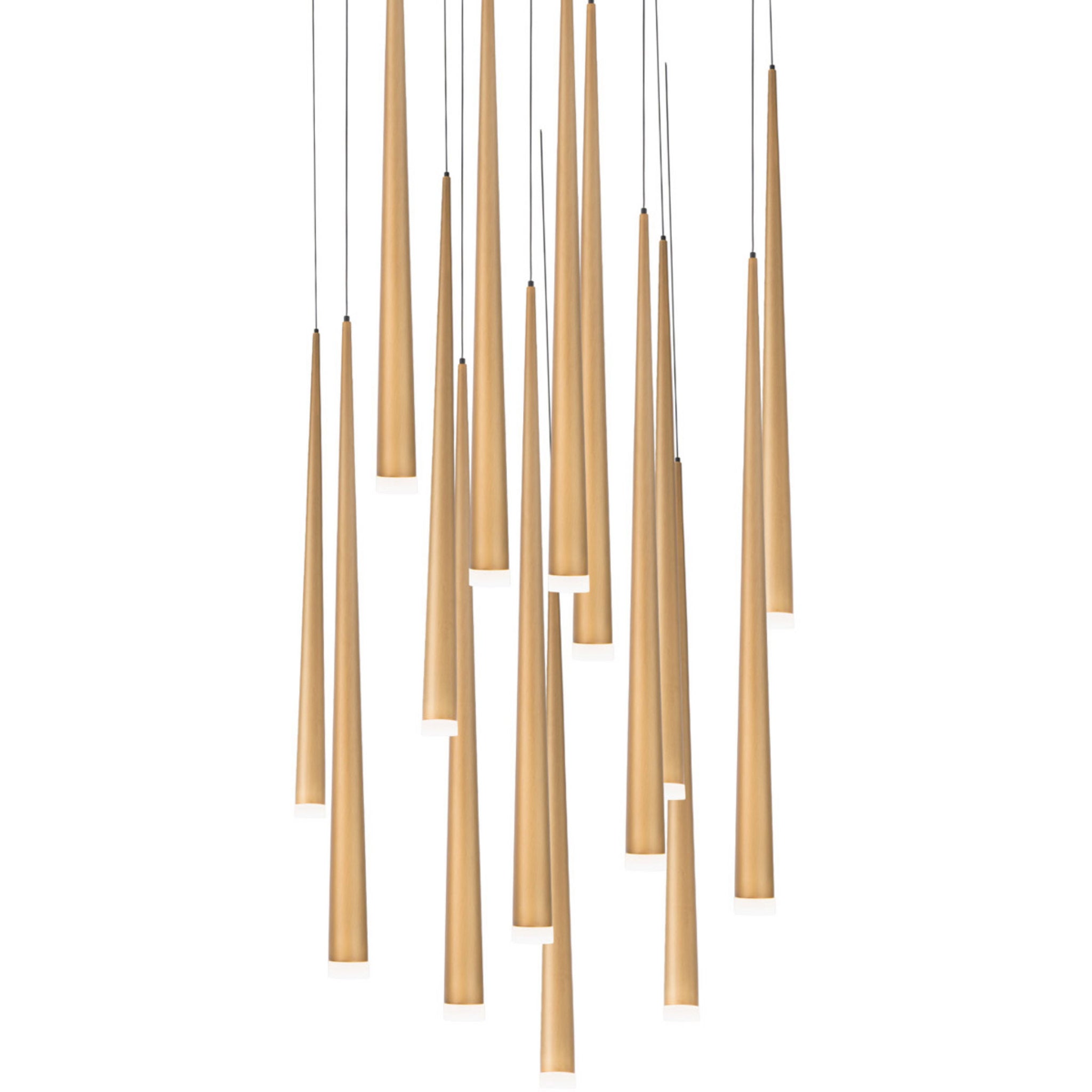 Modern Forms PD-41815R-AB 3500K 105 Watt Cascade Etched Glass LED Round Chandelier in Aged Brass