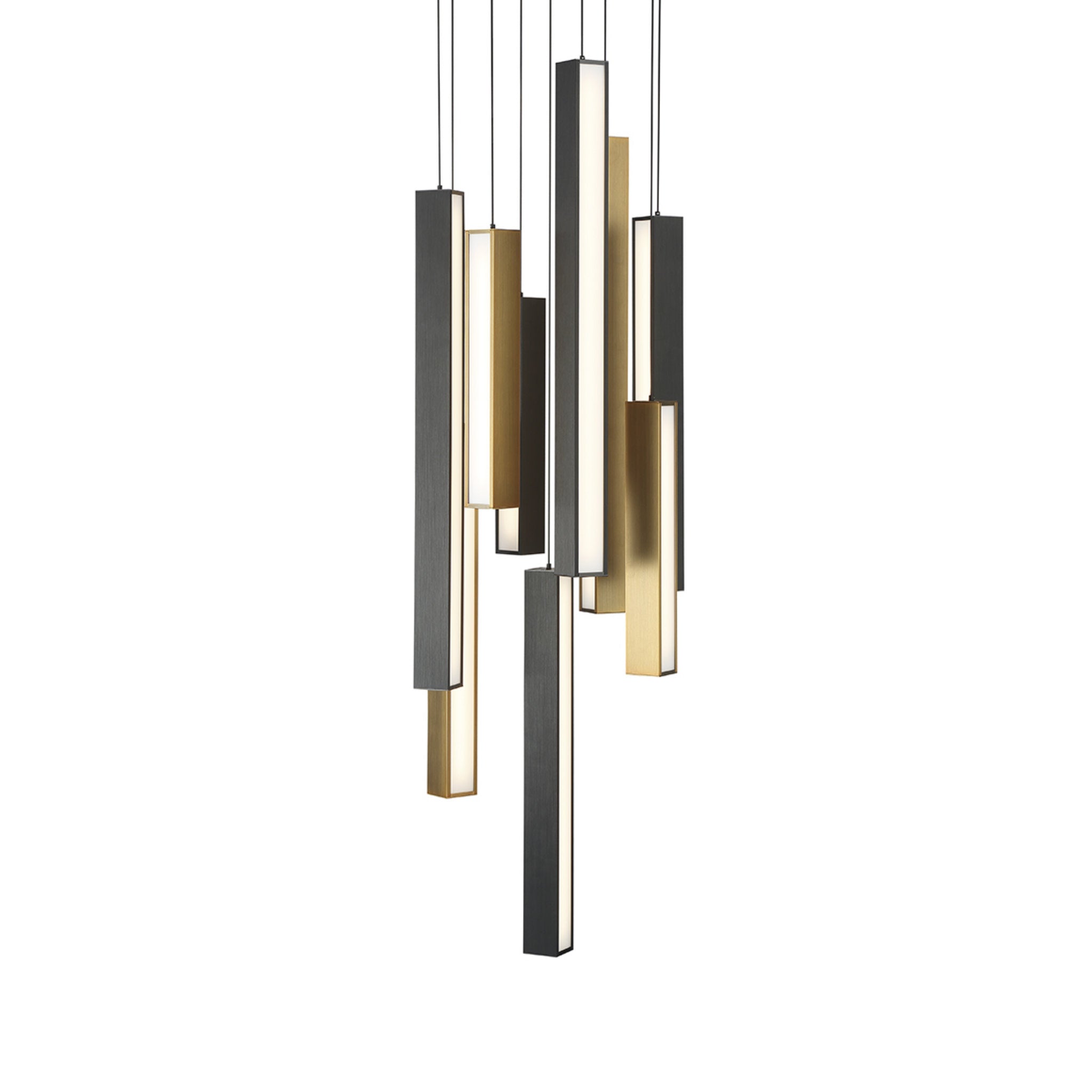 Modern Forms PD-64809R-BK/AB-BK 3000K 50 Watt Chaos LED Round Chandelier in Black & Aged Brass & Black
