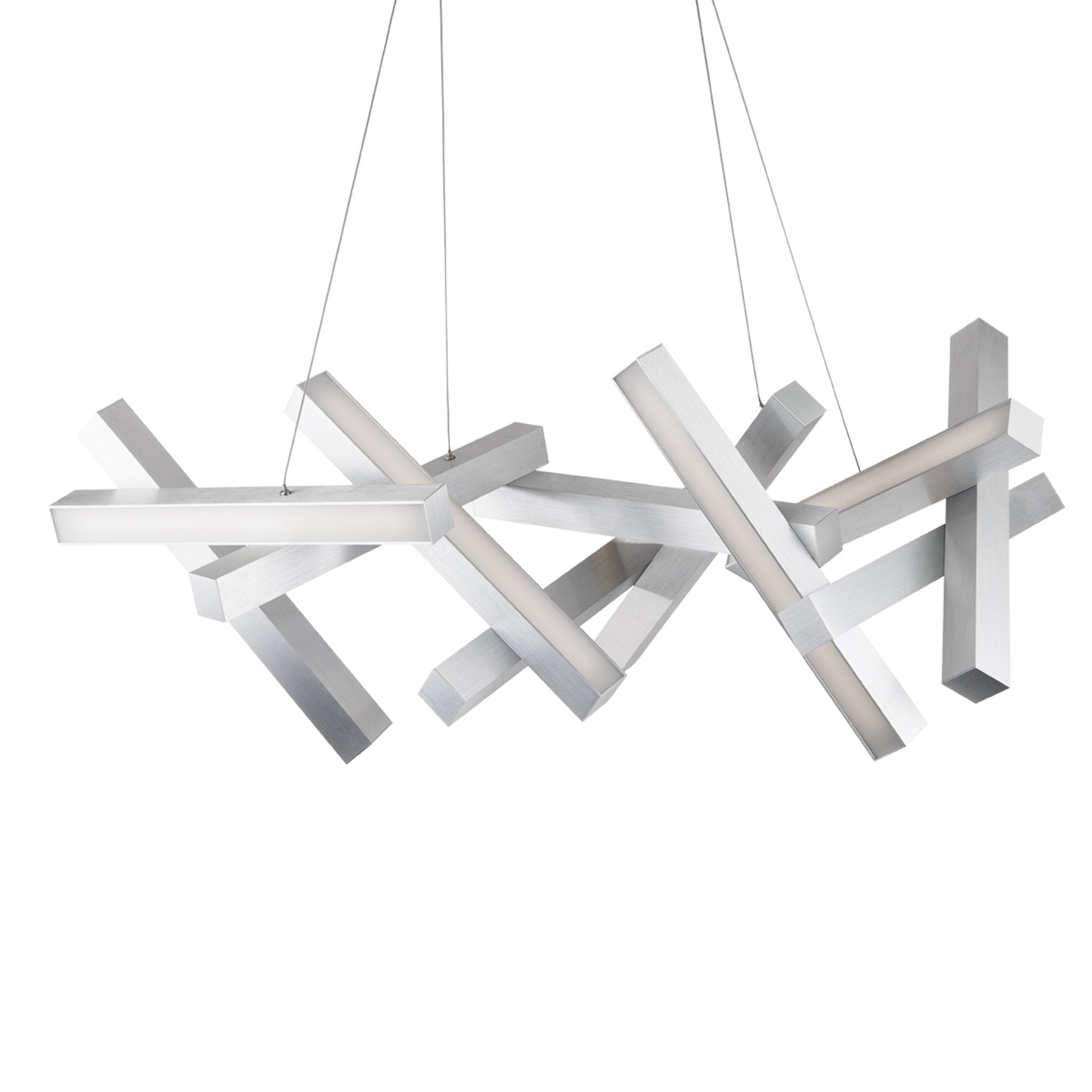 Modern Forms PD-64848-AL 3000K 29.57 Watt Chaos LED Linear Chandelier in Brushed Aluminum