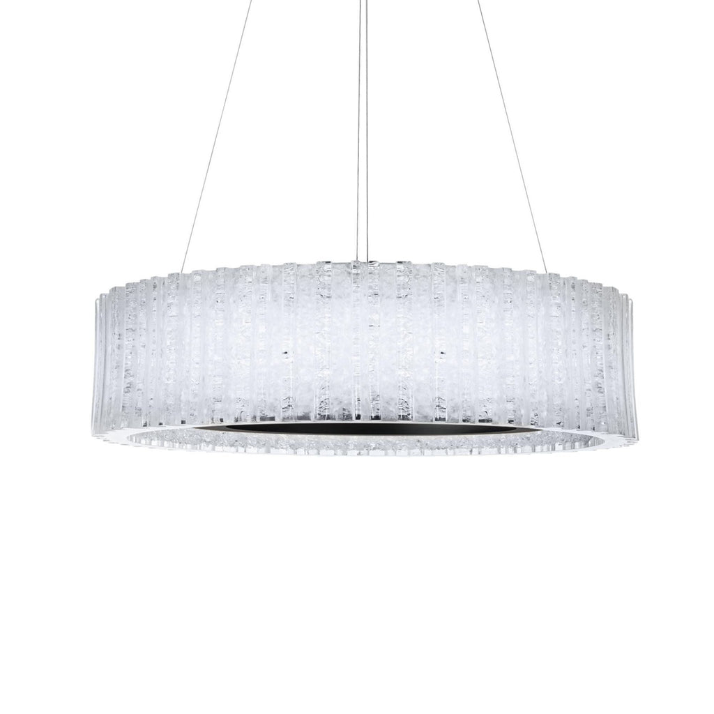 Rhiannon 28in LED Round Chandelier 3000K with Reclaimed Crystal in Black