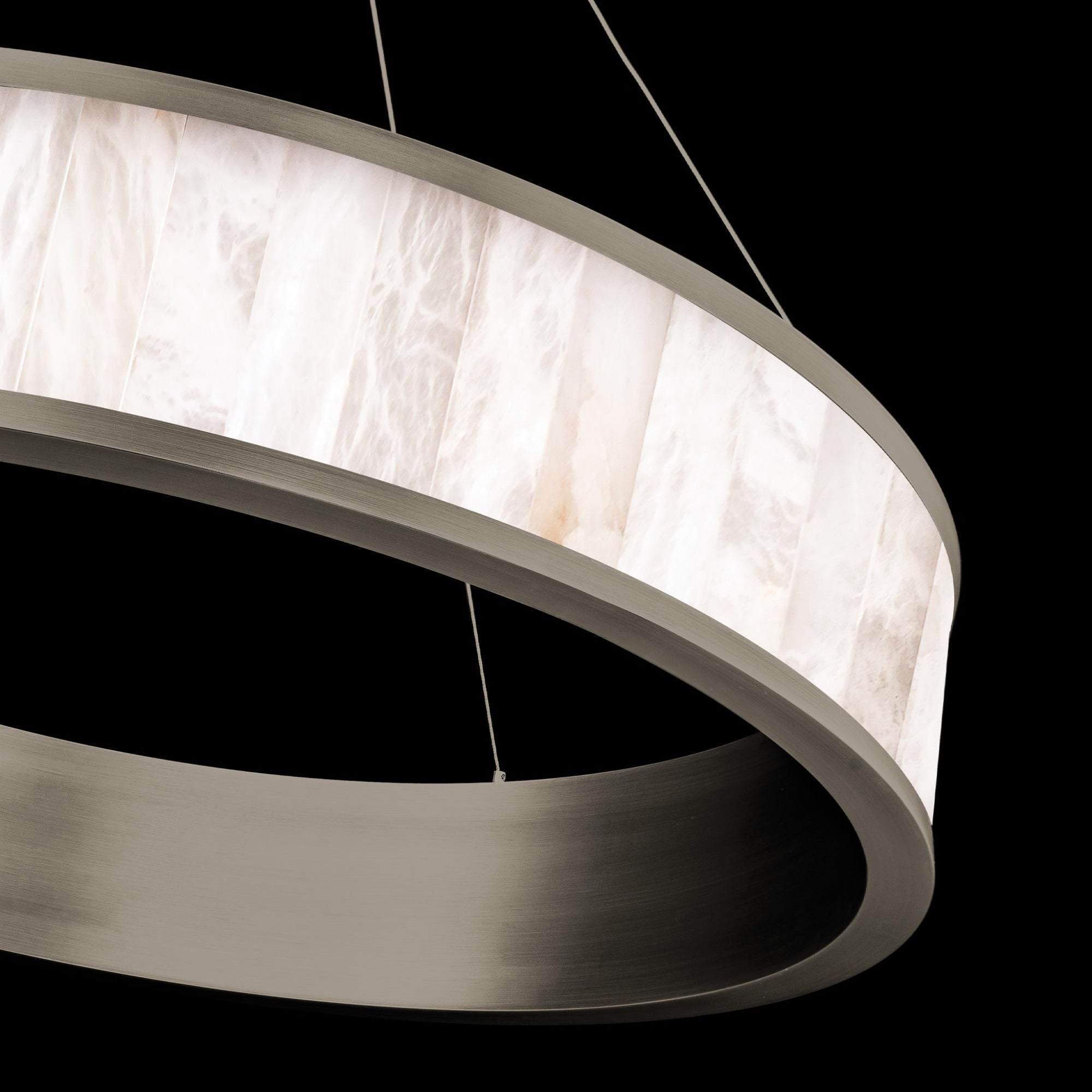 Coliseo 28in LED Round Chandelier 3000K with Spanish Alabaster in Antique Nickel