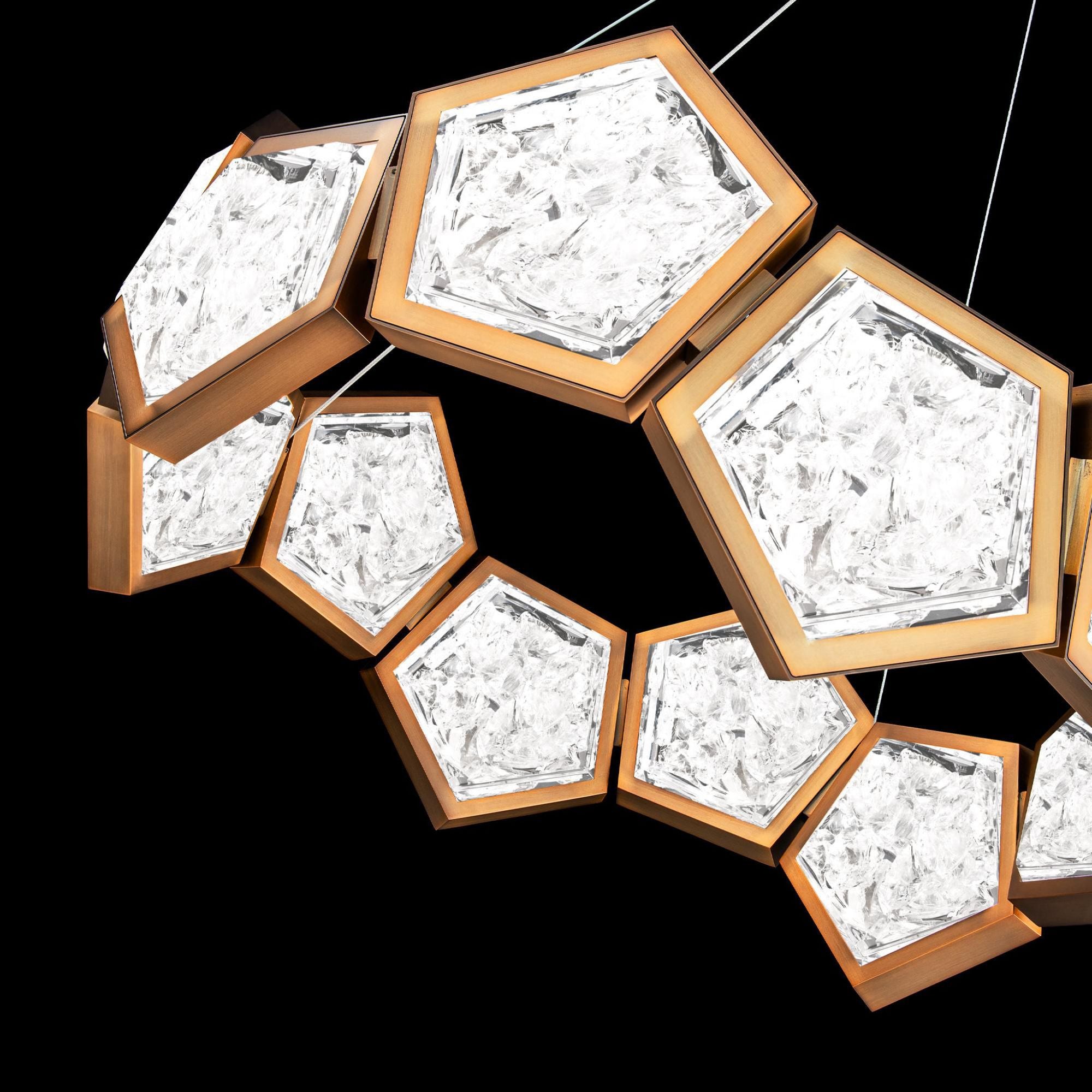 Starlight Starbright 26in LED Round Chandelier 3000K with Crushed Crystal in Aged Brass