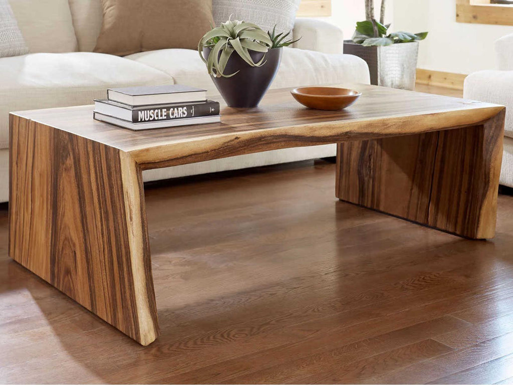 Organic Chamcha Wood Coffee Table Natural Finish
