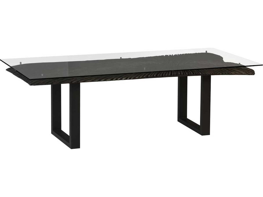 Chainsaw Rectangular Glass Dining Table with Burnt Black Base