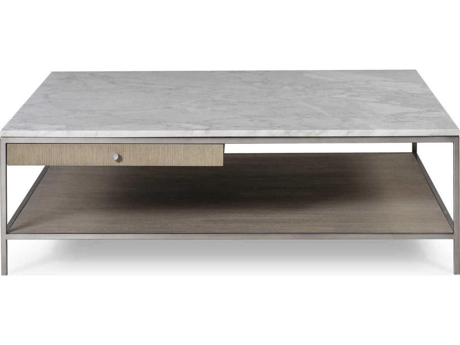 Paxton Square Coffee Table with Marble Top and Silver Oak