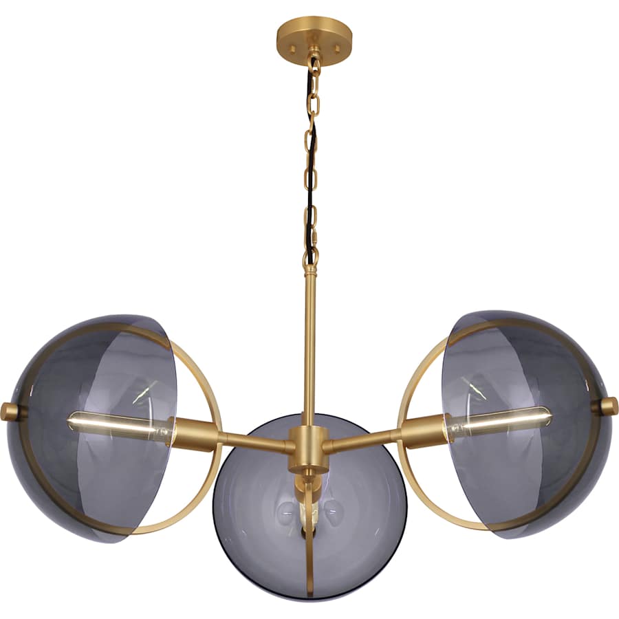 Robert Abbey Mavisten Edition Copernica 3 Light 32" Wide LED Chandelier with Smoked Glass Shades