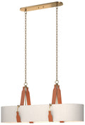 Saratoga Oval Pendant - Antique Brass - Chestnut - Flax Shade