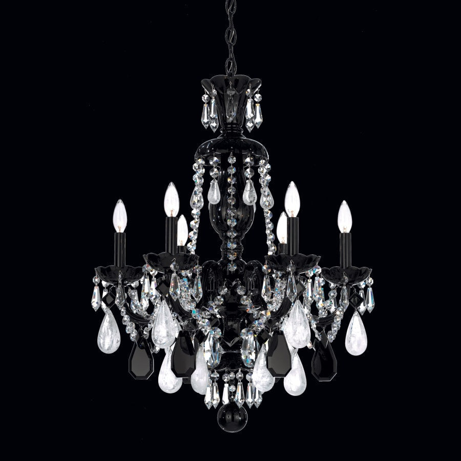 Schonbek Hamilton 6 Light 22" Wide Crystal Chandelier with Black Rock Crystals