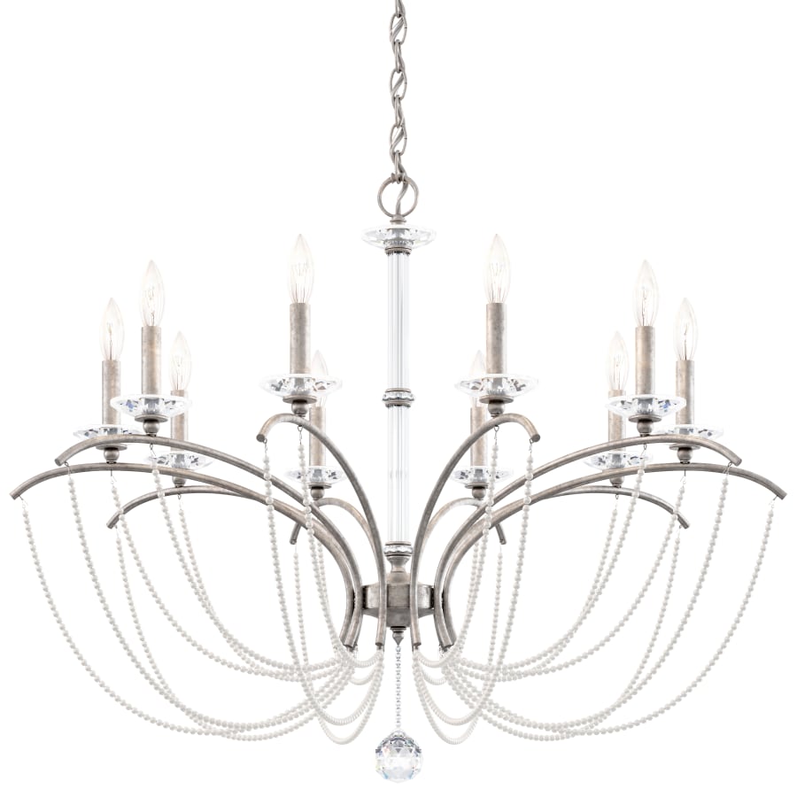 Schonbek Priscilla 10 Light 36" Wide Crystal Chandelier with White Pearl Beads