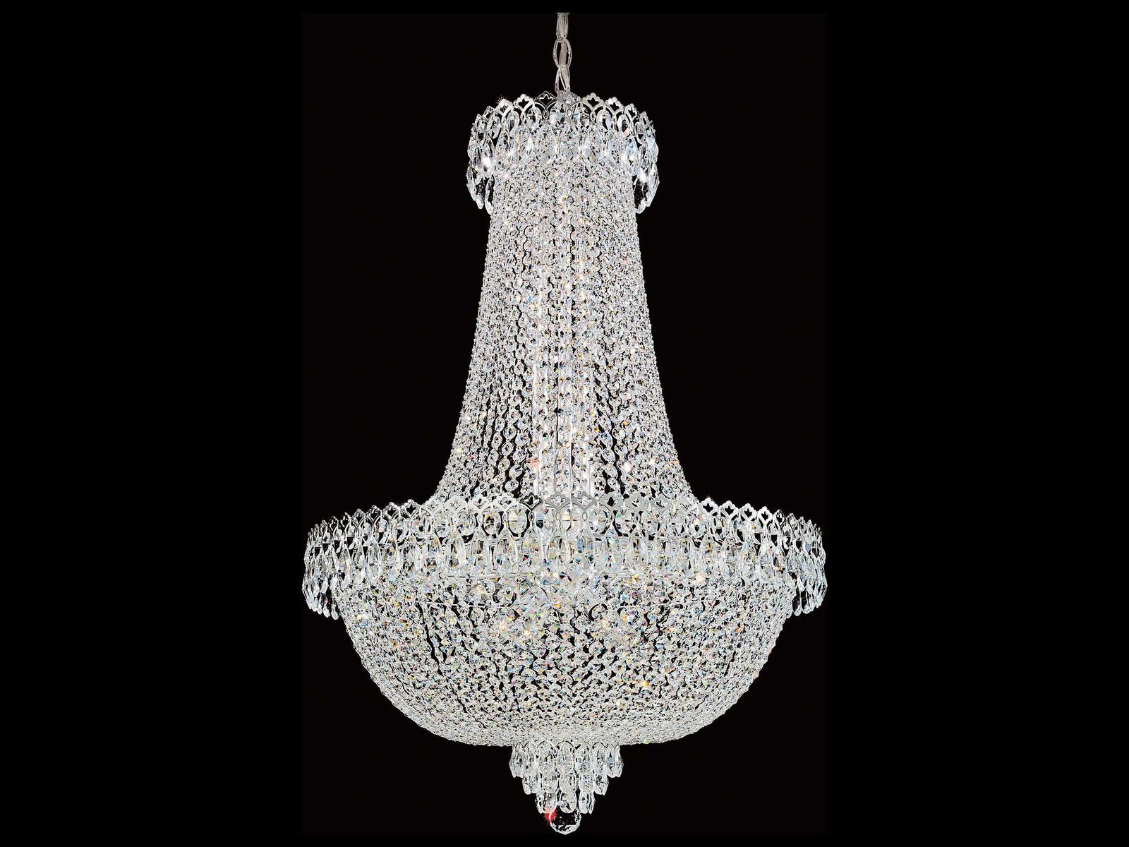 Schonbek 22-Light Camelot Empire Chandelier in Polished Silver with Optic Crystal