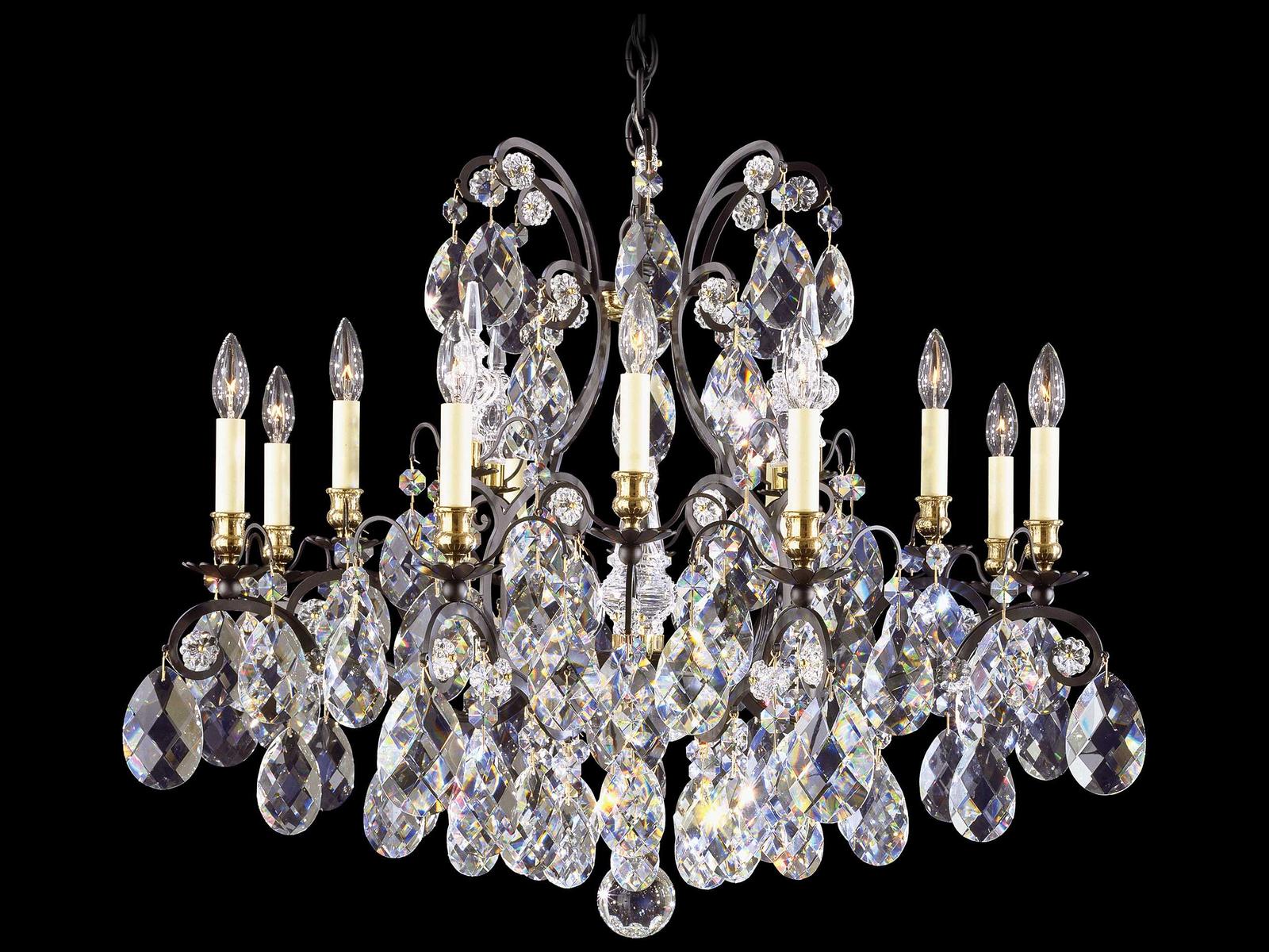Schonbek Renaissance 13-Light Pewter Crystal Candelabra Chandelier