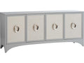 Newbury Park 78 Inch Media Console Table in Gray and Raffia