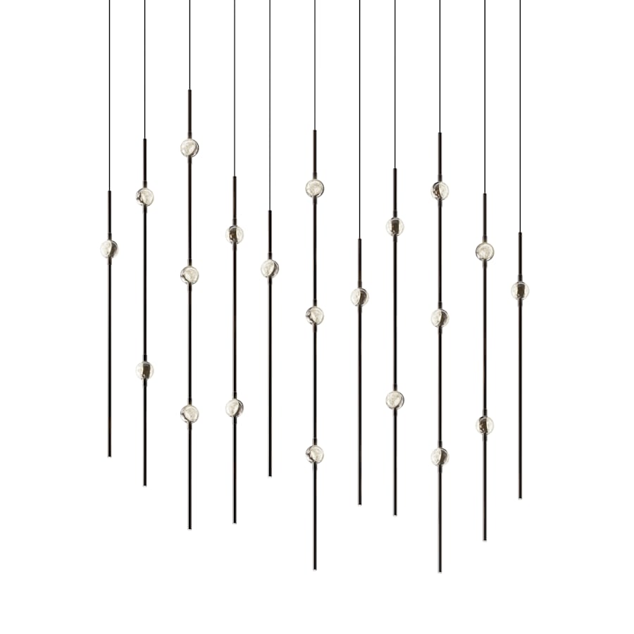 Sonneman Constellation 36" Wide LED Linear Pendant with Clear Faceted Acrylic Shades and 240" Cable - 2200K