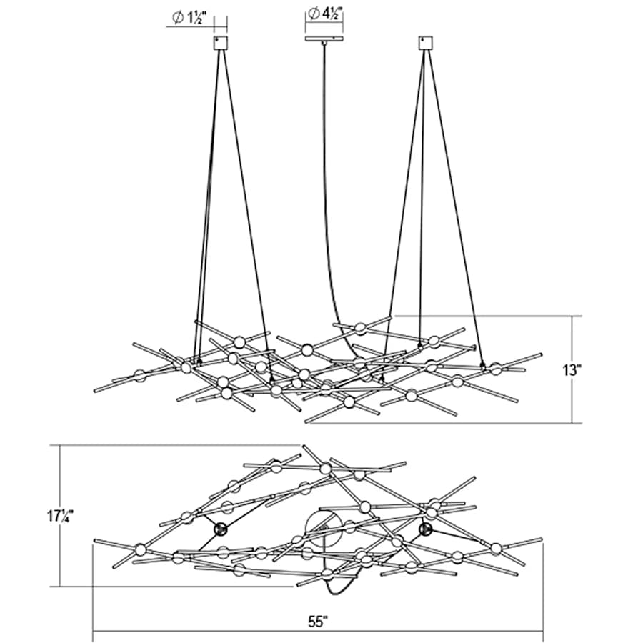 Sonneman Constellation Ursa Minor 25 Light 55" Wide LED Abstract Chandelier with Clear Acrylic Shades