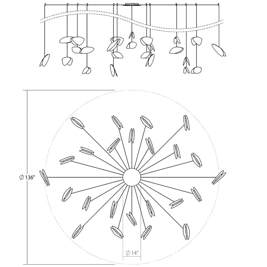 Sonneman Papillons 24 Light 58" Wide LED Suspension Multi Light Pendant with Black, Red, and Yellow Shades