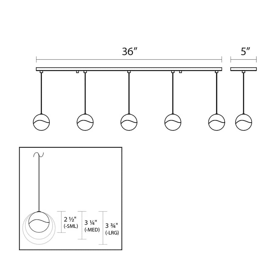 Sonneman Grapes 5 Light 38" Wide LED Suspension Linear Pendant