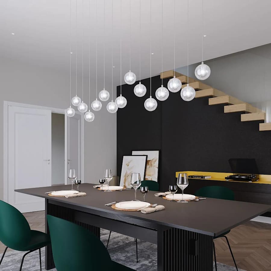 Sonneman Champagne Bubbles 6 Light 12" Wide LED Multi Light Pendant with Seeded Glass Shades