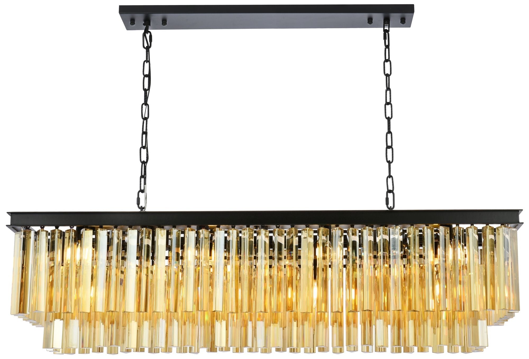 Sydney 12 Lt Matte Black Chandelier (Golden Teak)