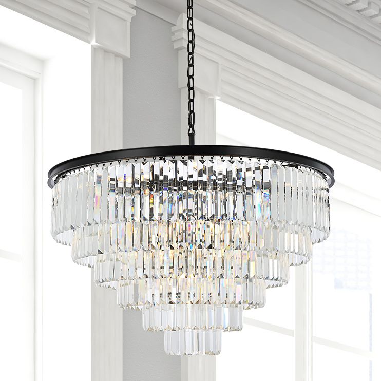 Sydney 33 Lt Matte Black Chandelier Clear