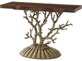 Atoll Rectangular Console Table with Flame Veneer and Georgian Finish