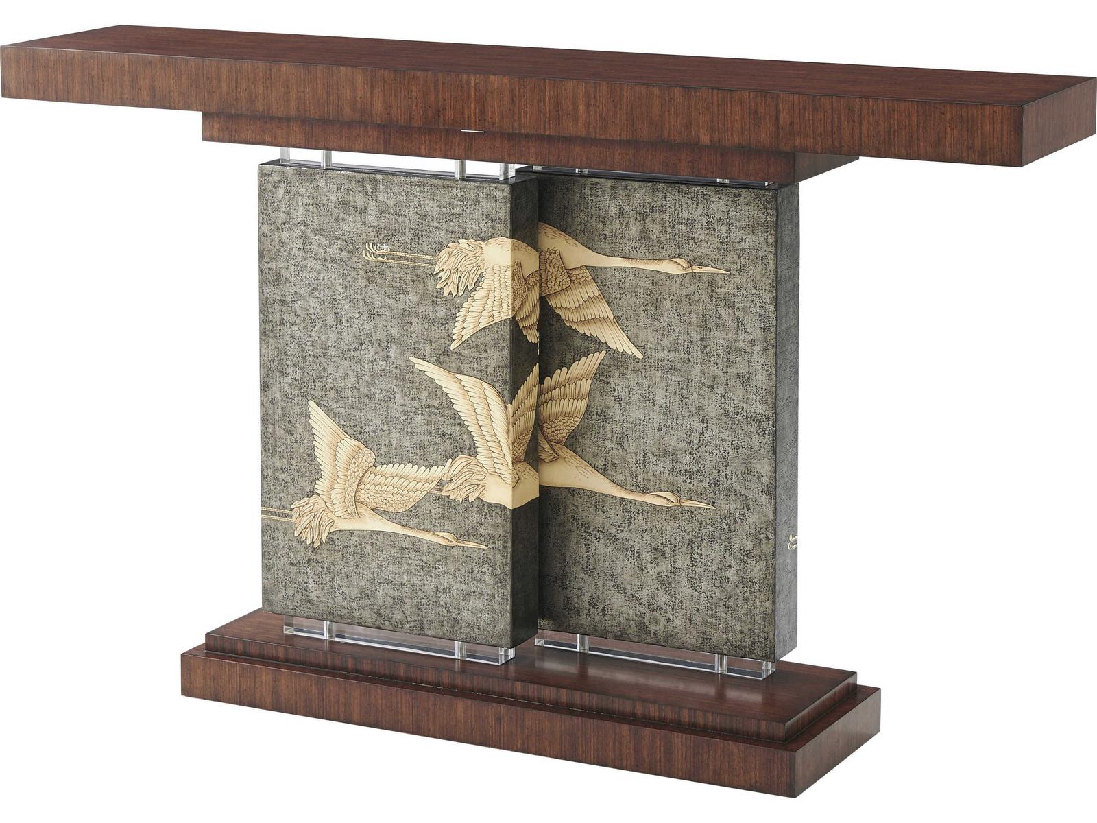 Flight Rectangle Console Table Hyedua Veneer and Pewter