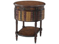 Louis XVI Library Side Table with Faux Book Panel in Acacia and Leather