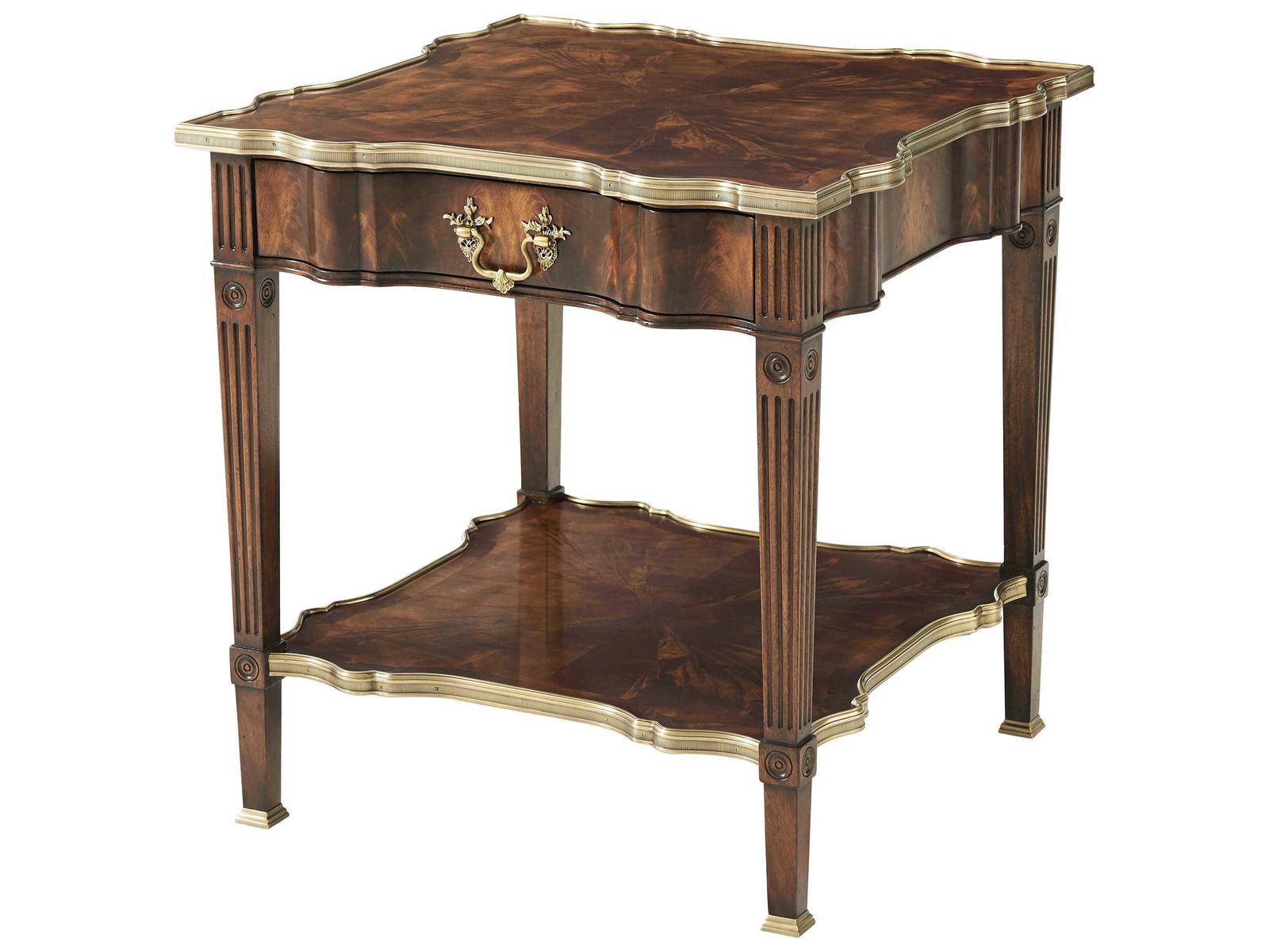 Grand Manner Side Table in Ramsey Mahogany and Brass