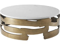 Washi Round Coffee Table with Bianco Carrara Marble and Gilt Base