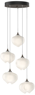 Ume 16.6" Wide 5-Light Bronze Pendant With Frosted Glass Shade