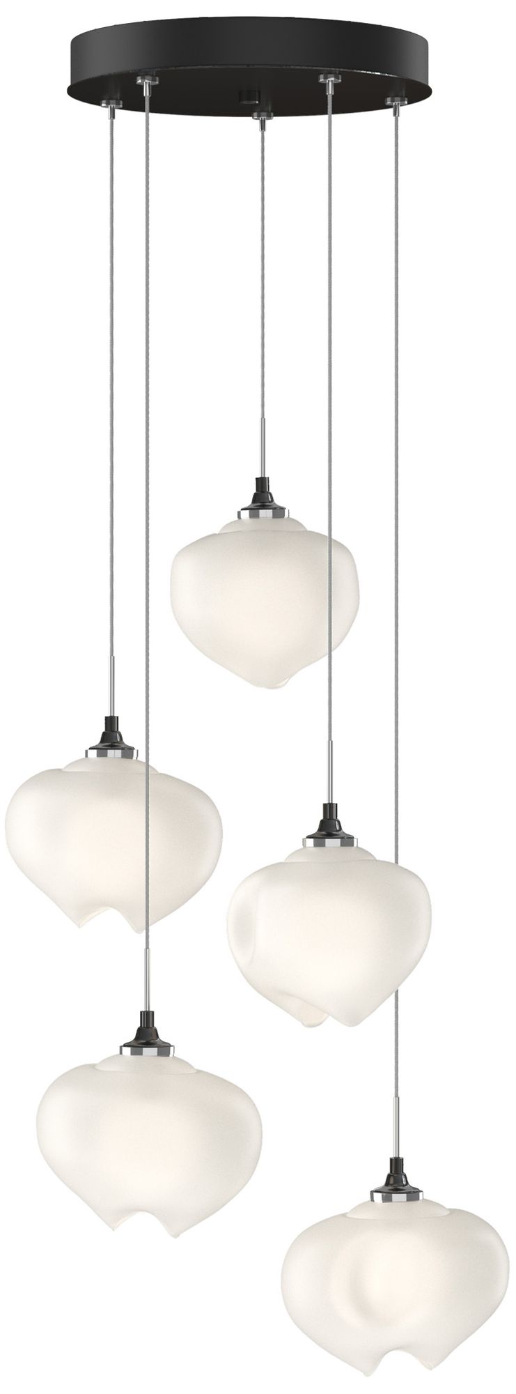 Ume 16.6" Wide 5-Light Ink Pendant With Frosted Glass Shade