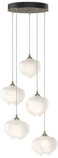 Ume 16.6" Wide 5-Light Soft Gold Pendant With Frosted Glass Shade
