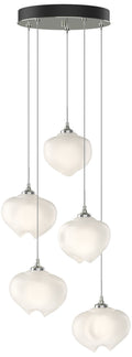 Ume 16.6" Wide 5-Light Sterling Pendant With Frosted Glass Shade