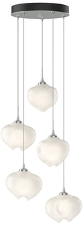 Ume 16.6" Wide 5-Light Vintage Platinum Pendant With Frosted Glass Sha