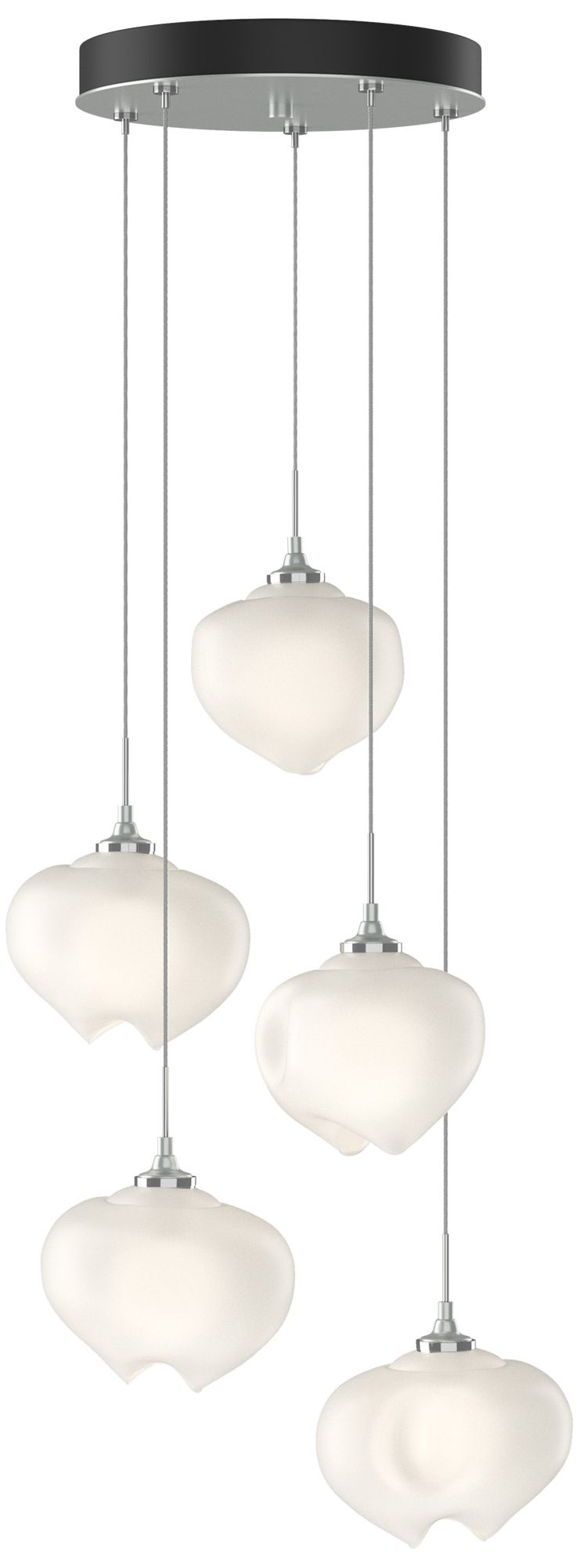 Ume 16.6" Wide 5-Light Vintage Platinum Pendant With Frosted Glass Sha