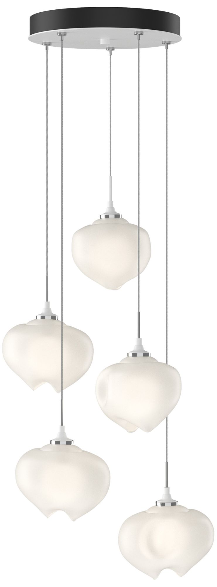 Ume 16.6" Wide 5-Light White Pendant With Frosted Glass Shade