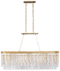 Varaluz Lafayette 48" Wide 6-Light Havana Gold Crystal Linear Pendant