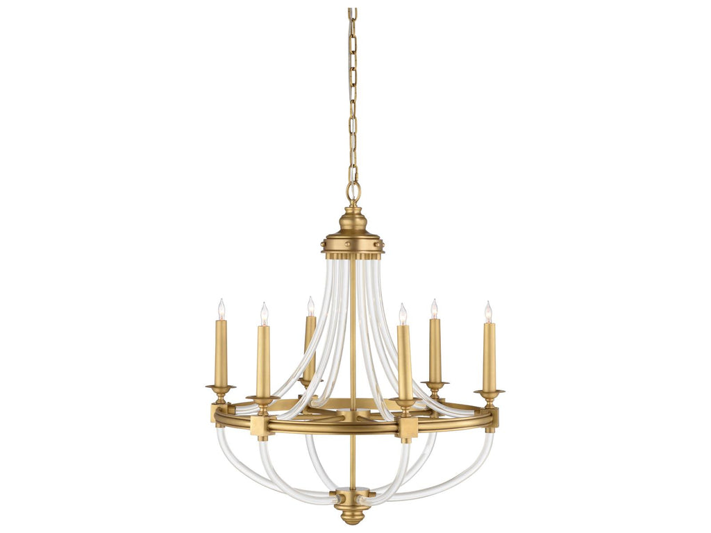 Wildwood 6-Light Prospect Chandelier in Antique Brass with Clear Acrylic