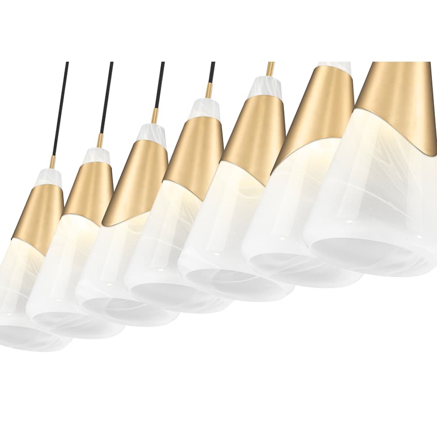 Z-Lite Aimie 7 Light 54" Wide Linear Pendant with 16" Tall White Swirl Glass Shades