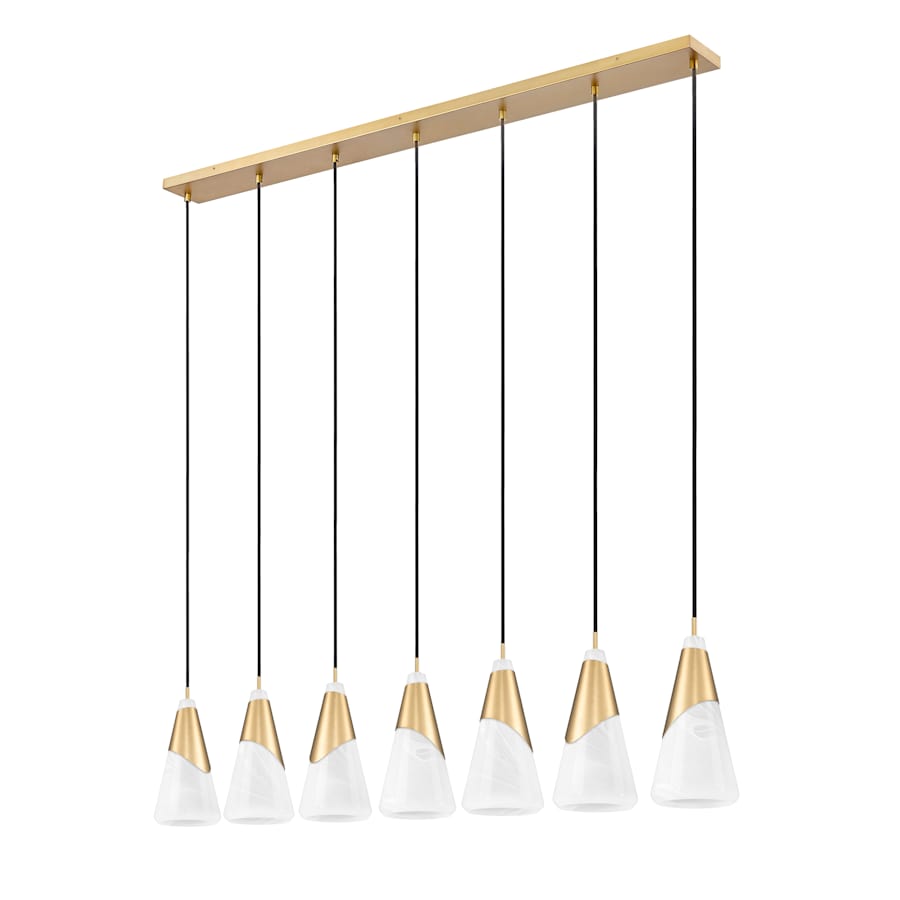 Z-Lite Aimie 7 Light 54" Wide Linear Pendant with 16" Tall White Swirl Glass Shades