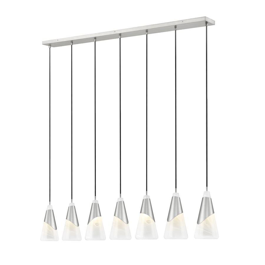 Z-Lite Aimie 7 Light 54" Wide Linear Pendant with 16" Tall White Swirl Glass Shades