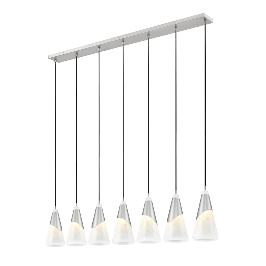 Z-Lite Aimie 7 Light 54" Wide Linear Pendant with 16" Tall White Swirl Glass Shades