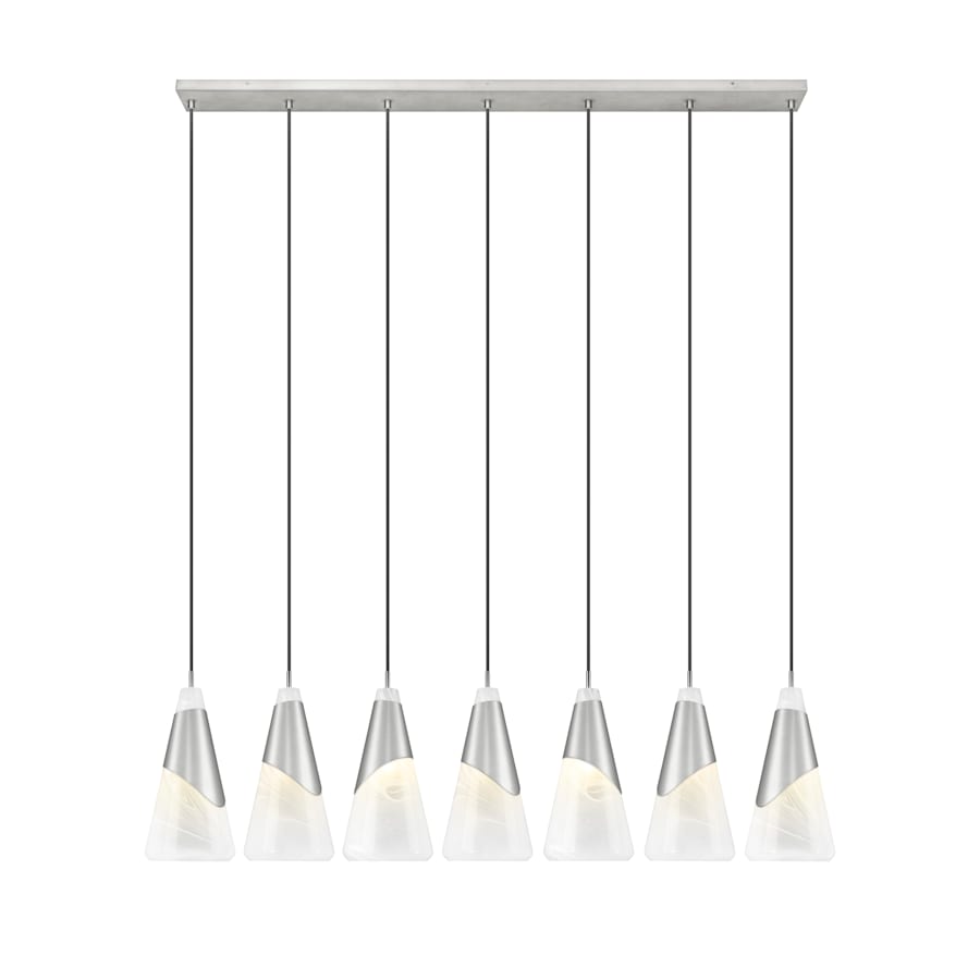 Z-Lite Aimie 7 Light 54" Wide Linear Pendant with 16" Tall White Swirl Glass Shades