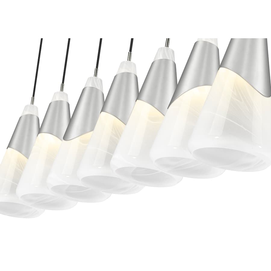 Z-Lite Aimie 7 Light 54" Wide Linear Pendant with 16" Tall White Swirl Glass Shades
