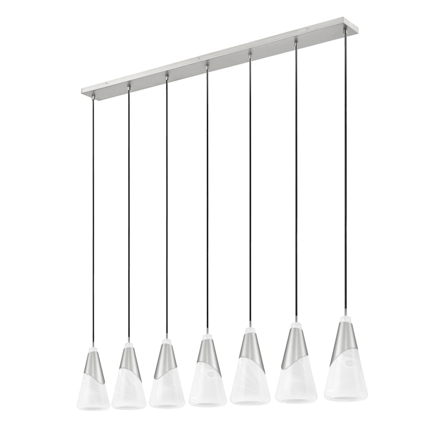 Z-Lite Aimie 7 Light 54" Wide Linear Pendant with 16" Tall White Swirl Glass Shades